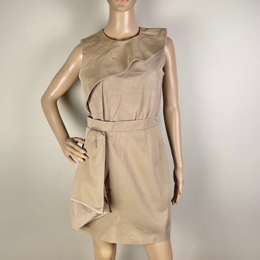 CARVEN TAUPE RUFFLED MINI DRESS - Picture 2 of 8
